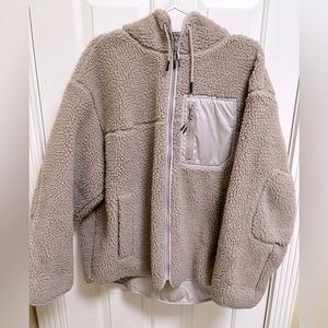Women’s H&M Hooded Teddy Fleece Zip Jacket, Size L